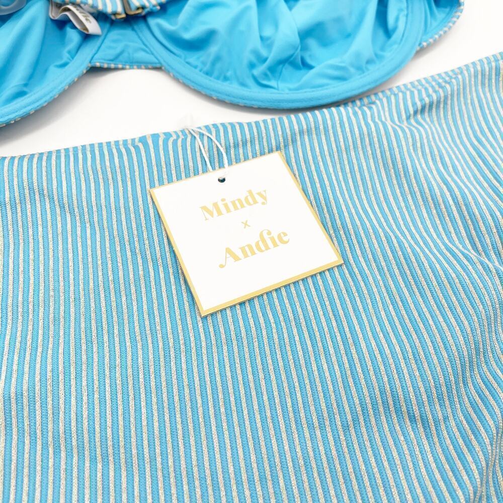 Andie Swim X Mindy Kaling The Bermuda Bikini Striped Splash Blue XXXL NWT - Picture 5 of 6